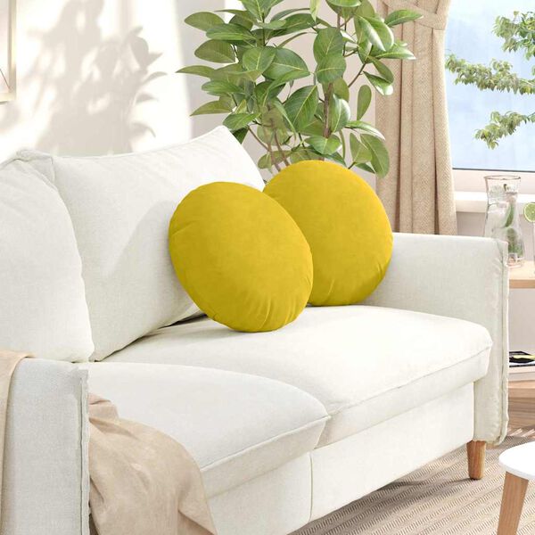 vidaXL Almofadas de Assento 2 pcs Amarelo &Oslash; 40 x 13 cm Veludo