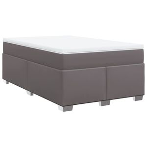 vidaXL Cama boxspring com colch&atilde;o 120x190 cm couro artificial cinzento
