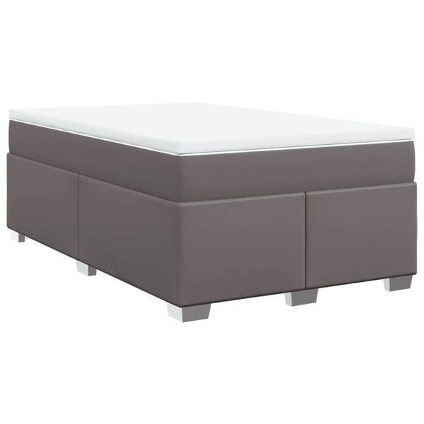 vidaXL Cama boxspring com colch&atilde;o 120x190 cm couro artificial cinzento