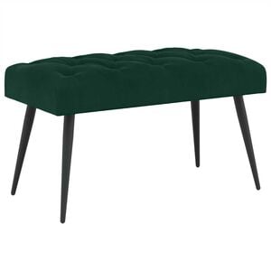 vidaXL Banco com bot&otilde;es estofados Verde-Escuro 80 x 40 x 46 cm Veludo