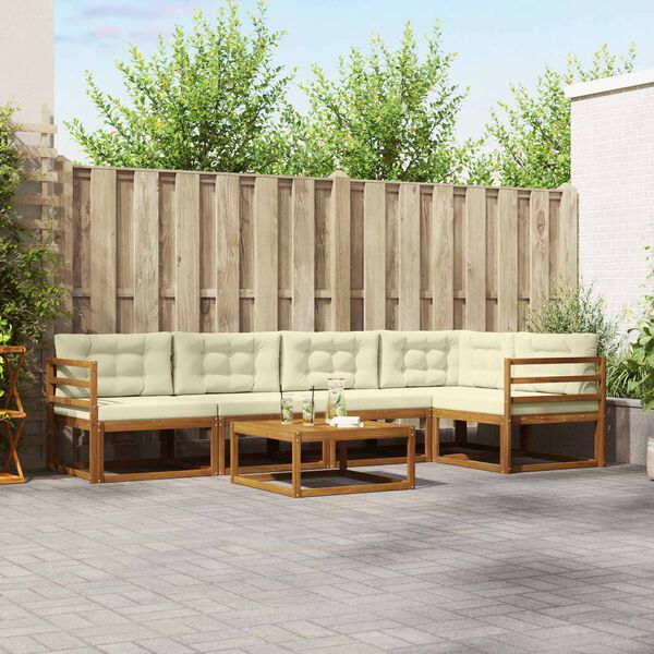 vidaXL Conjunto de Sof&aacute;s para Exterior 6 pcs Natural e Creme