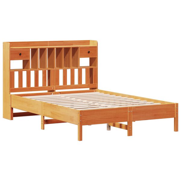 vidaXL Cama com estante sem colch&atilde;o 150x200 cm pinho maci&ccedil;o