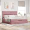 vidaXL Estrutura de cama otomana com colch&otilde;es 160x200 cm veludo rosa