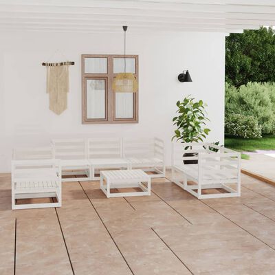 vidaXL 8 pcs conjunto lounge de jardim pinho maciço branco
