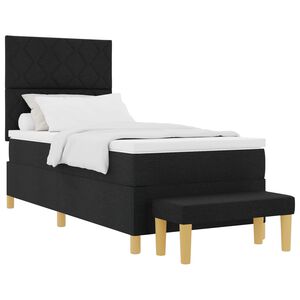 vidaXL Cama Box com colch&atilde;o com cabeceira Preto 100 x 200 cm tecido
