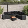 vidaXL 7 pcs conjunto de sof&aacute;s p/ jardim c/ almofad&otilde;es vime PE preto