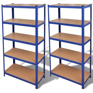 Estante de armazenamento em azul 2 pe&ccedil;as