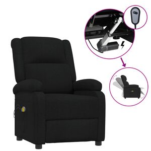 vidaXL Poltrona de massagens el&eacute;trica tecido preto