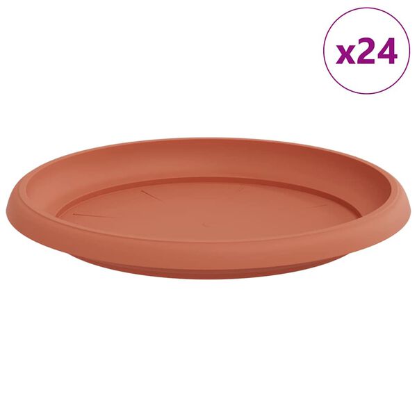 vidaXL Bandeja Redonda de Flores 24 pcs Vermelho Tijolo Pl&aacute;stico