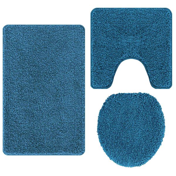 vidaXL Conjunto de Tapetes de Banho Antiderrapantes 3 pcs Azul PP