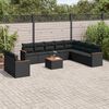 vidaXL 11 pcs conjunto sof&aacute;s de jardim c/ almofad&otilde;es vime PE preto