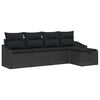 vidaXL Conjunto de Sof&aacute;s 5 unid. Preto vime PE