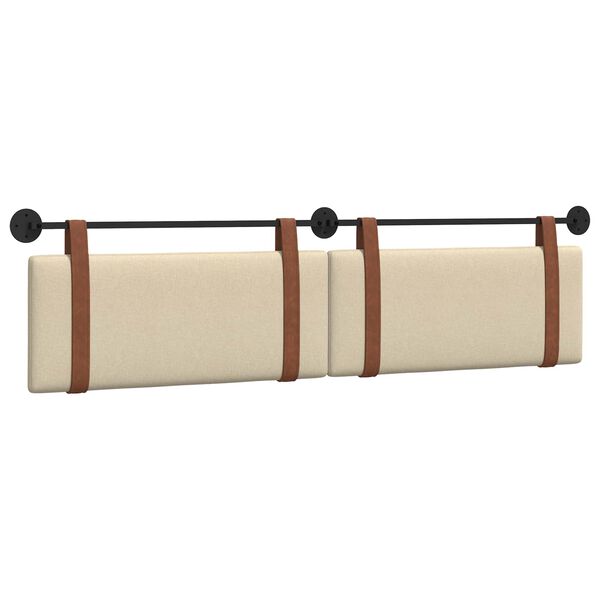 vidaXL Cabeceira Suspensa Liso Creme 210 x 55 x 5 cm PU Antigo