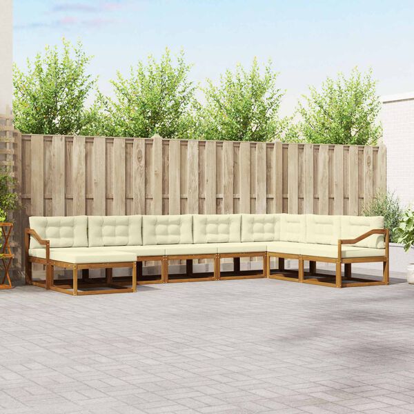 vidaXL Conjunto de Sof&aacute;s para Exterior 8 pcs Natural e Creme