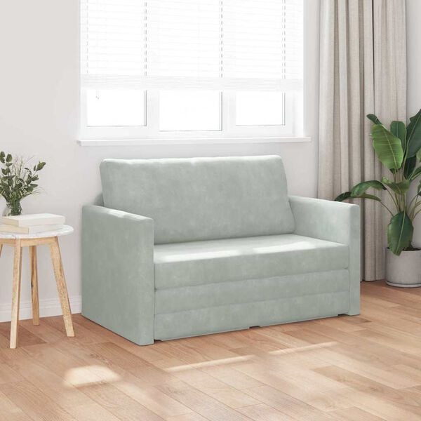 vidaXL Sofá-Cama Cinzento-claro 124 x 204 x 61 cm Veludo