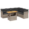 vidaXL 7 pcs conjunto sof&aacute;s p/ jardim c/ almofad&otilde;es vime PE cinzento