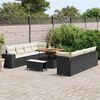 vidaXL Conjunto de Sof&aacute; de Jardim 11 pcs Preto e Creme vime PE