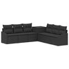 vidaXL Conjunto de Sof&aacute;s 7 pcs Preto Rattan Poli&eacute;ster e A&ccedil;o