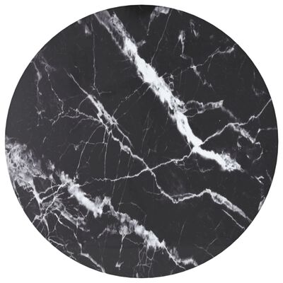 vidaXL Tampo mesa Ø30x0,8 cm vidro temperado design mármore preto