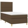vidaXL Cama box spring c/ colch&atilde;o/LED 90x190 cm tecido castanho-escuro