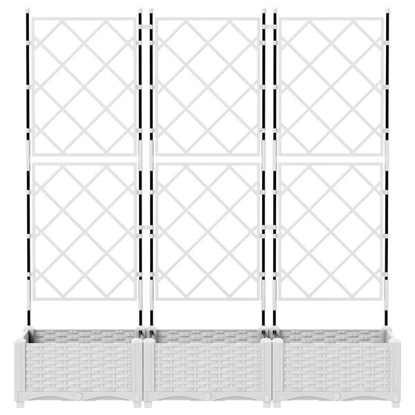 vidaXL Vaso de Jardim 3 pcs Branco 120 x 40 x 125,5 cm A&ccedil;o