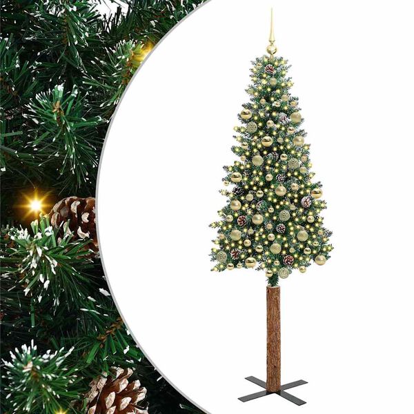 vidaXL &Aacute;rvore de Natal Slim com 300 LEDs com suporte Verde 210 cm