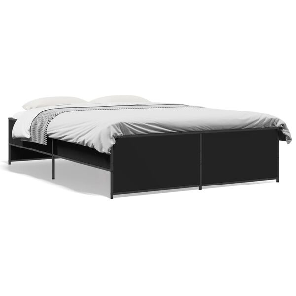 vidaXL Estrutura de cama 120x190 cm derivados de madeira/metal preto