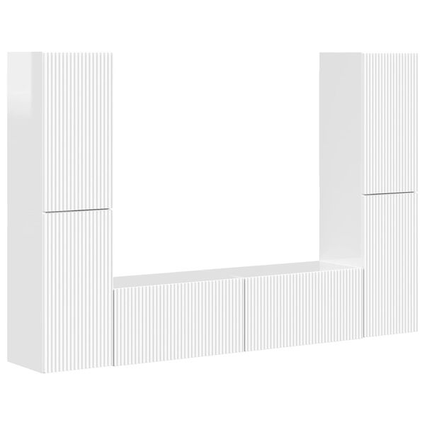 vidaXL Conjunto de m&oacute;vel de TV 6 pcs Branco Brilhante