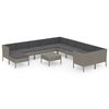 vidaXL 12 pcs conjunto lounge de jardim c/ almofad&otilde;es vime PE cinzento