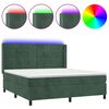 vidaXL Cama box spring c/ colch&atilde;o/LED 160x200 cm veludo verde-escuro