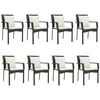 vidaXL 9 pcs conjunto de jantar p/ jardim c/ almofad&otilde;es vime PE preto
