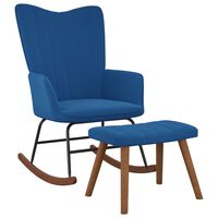 vidaXL Cadeira de baloiço com banco veludo azul