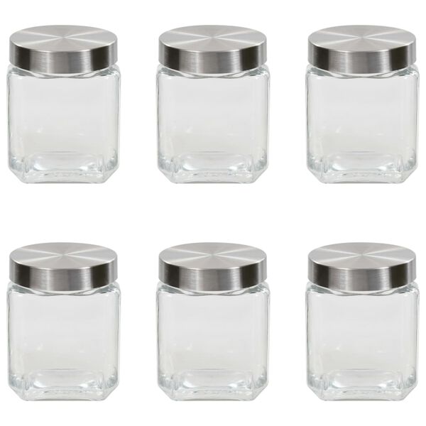 vidaXL Frascos de vidro com tampa prateada 6 pcs 1200 ml
