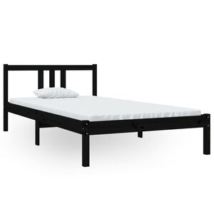 vidaXL Estrutura de cama 100x200 cm madeira maci&ccedil;a preto