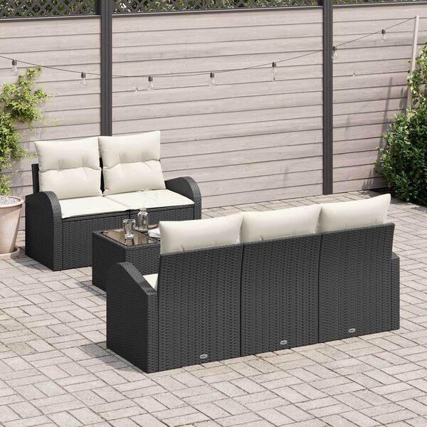 vidaXL Conjunto de Sof&aacute; de Jardim Preto 55 x 55 x 37 cm vime PE