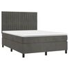 vidaXL Cama box spring c/ colch&atilde;o/LED 140x190cm veludo cinzento-escuro