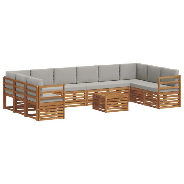 vidaXL Conjunto de Sof&aacute; Sectional 11 pcs Cinza Natural e Claro