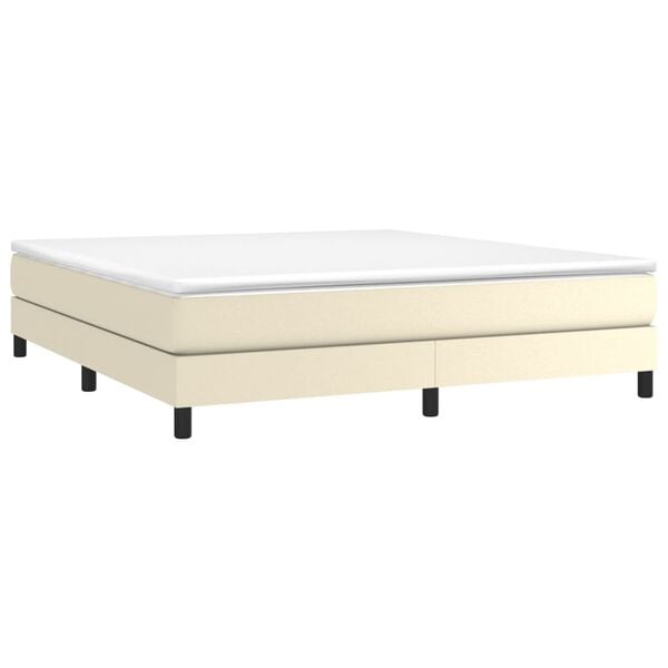 vidaXL Cama com molas/colch&atilde;o 180x200 cm couro artificial cor creme