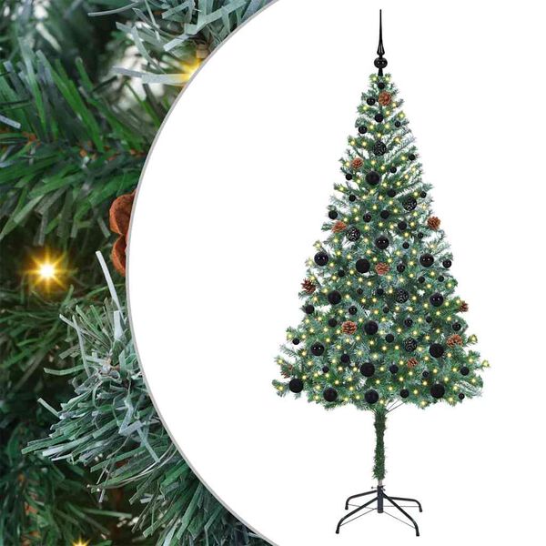vidaXL &Aacute;rvore de Natal Artificial com 300 LEDs Verde 180 cm PVC e A&ccedil;o