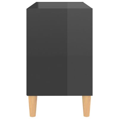 vidaXL Móvel de TV pernas de madeira 69,5x30x50 cm cinzento brilhante