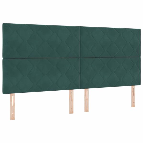 vidaXL Cama Box com colch&atilde;o Verde Escuro 200 x 200 cm tecido