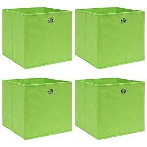vidaXL Caixas de arrumação 4 pcs 32x32x32 cm tecido verde
