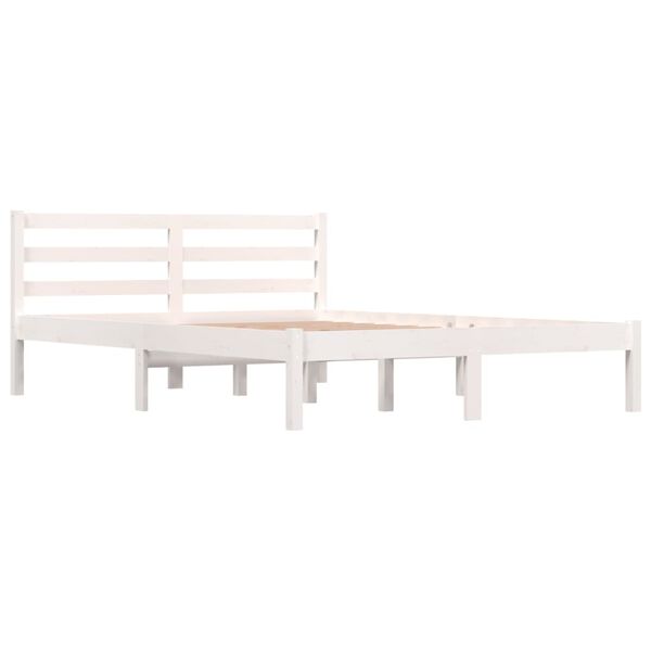 vidaXL Estrutura de cama casal 135x190 cm pinho maci&ccedil;o branco