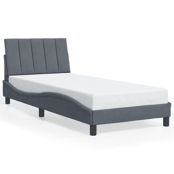 vidaXL Estrutura de cama sem colchão Hanko 90x190 cm veludo cinzento-escuro