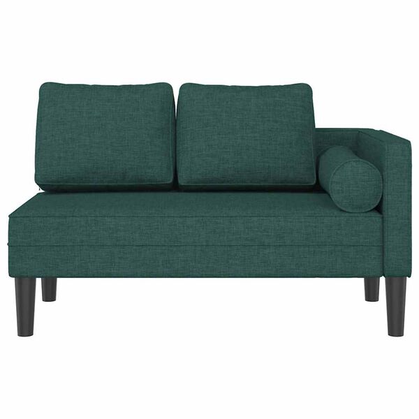 vidaXL Chaise lounge com almofadões tecido verde-escuro