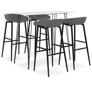 vidaXL 5 pcs conjunto de bar branco e cinzento
