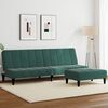 vidaXL Sof&aacute;-cama 2 lugares c/ apoio de p&eacute;s veludo verde-escuro