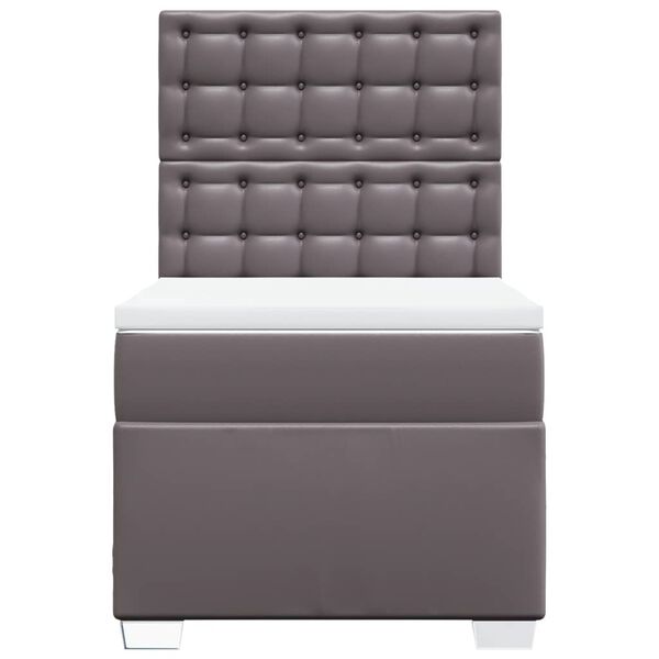 vidaXL Cama com molas/colchão 90x200 cm couro artificial cinzento