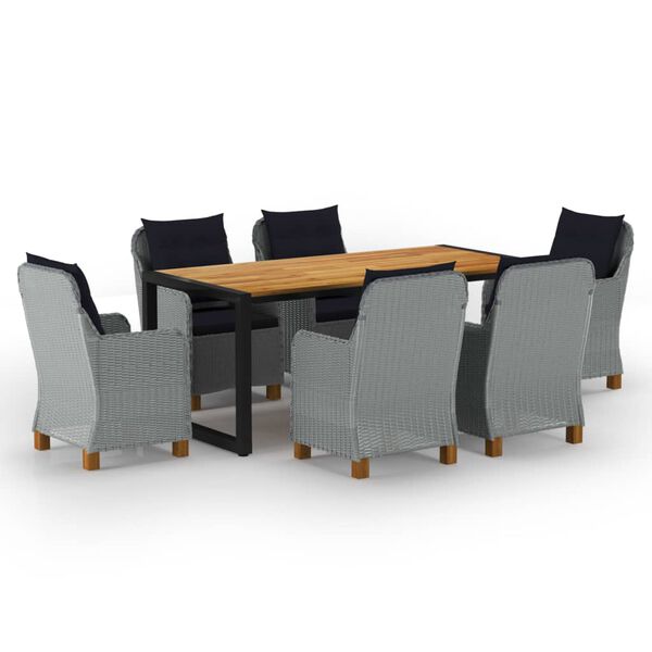 vidaXL 7 pcs conjunto de jantar para jardim cinzento-claro
