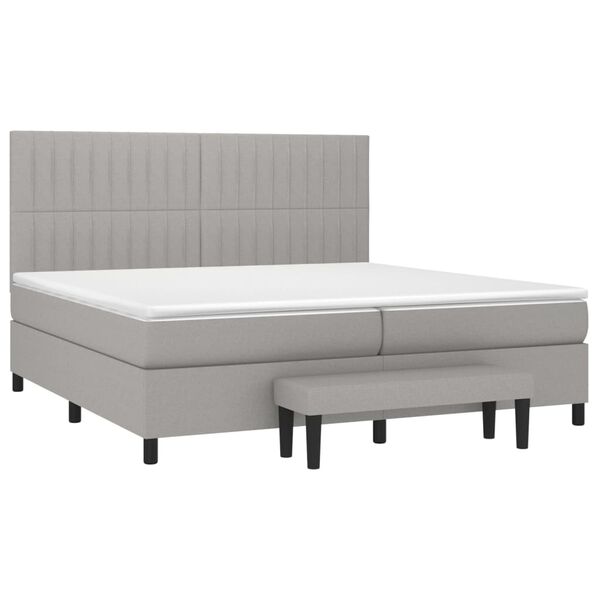 vidaXL Cama com molas/colch&atilde;o 200x200 cm tecido cinza-claro